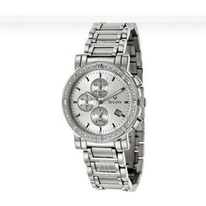 Bulova diamond unisex silver watch.